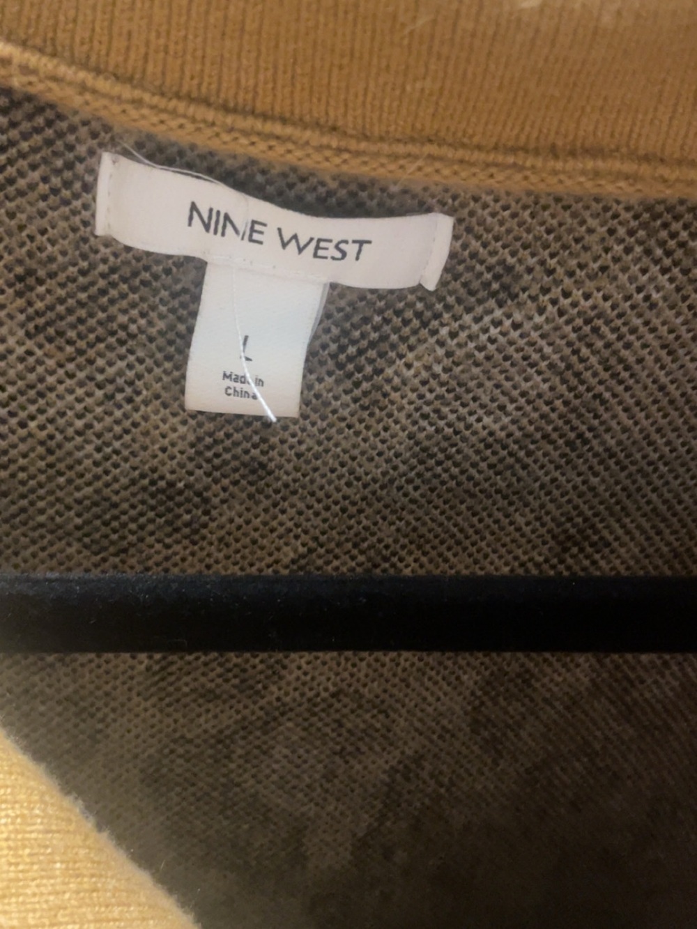 Nine West Mustard and Black Leopard Half-Zip Sweater - Picture 3 of 3